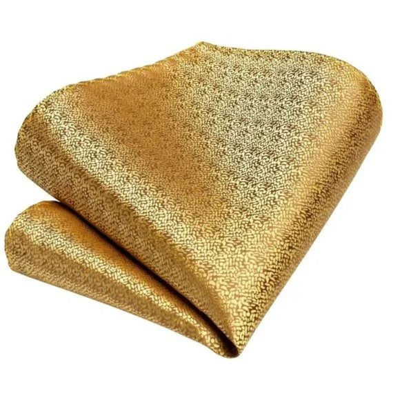 New 𝅺Tie and Pocket Square Cufflinks Set Gold - Picture 5 of 6